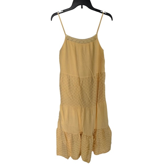 Z Supply Dresses & Skirts - Z Supply Maze Tiered Eyelet Midi Dress Yellow Crochet Lace ZD232664S‎ Womens S